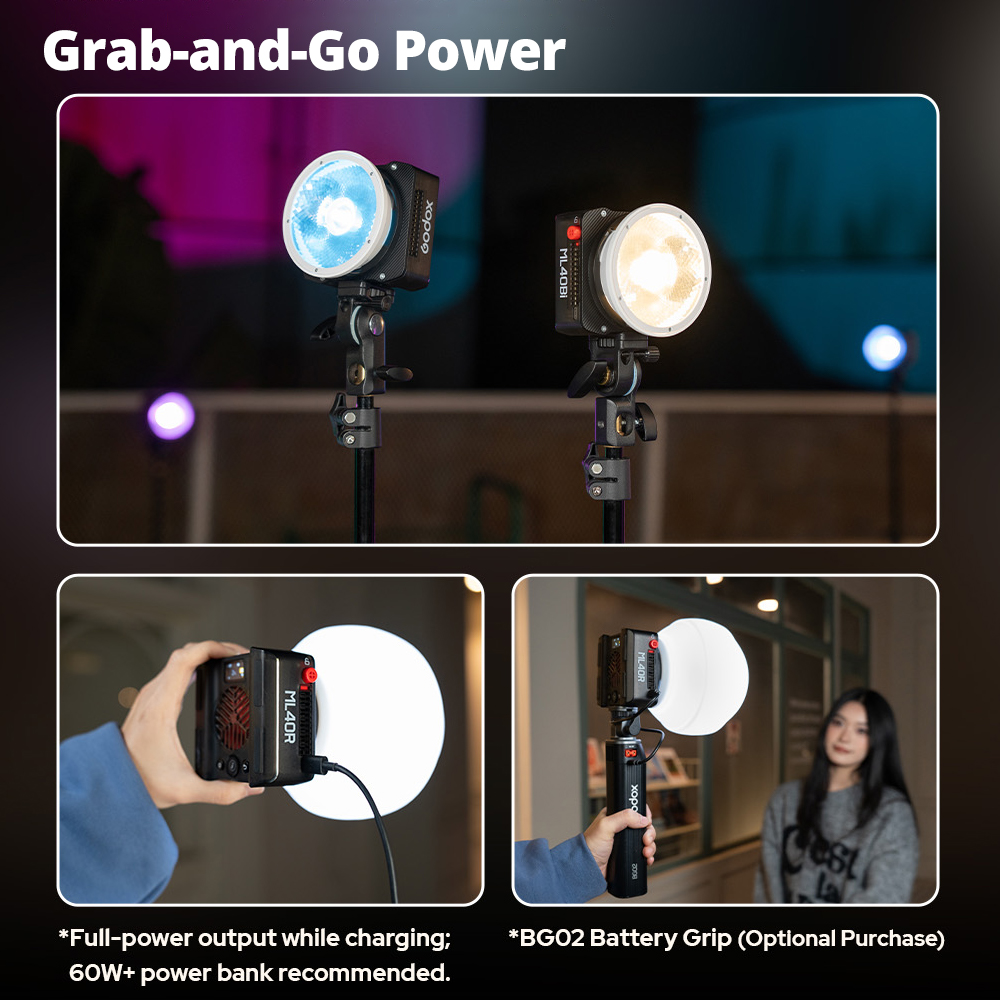 Photography Lighting Placement - Светодиодный видеосвет Godox ML40Bi 40W карманный,