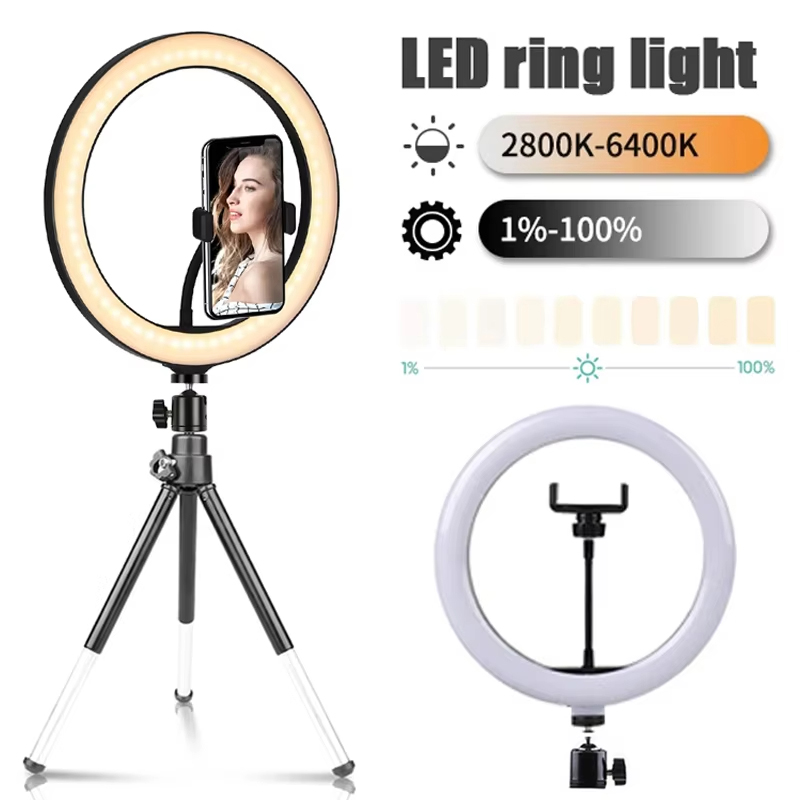 Photography Lighting Wand - 10-дюймовая кольцевая лампа для селфи, светодиодная