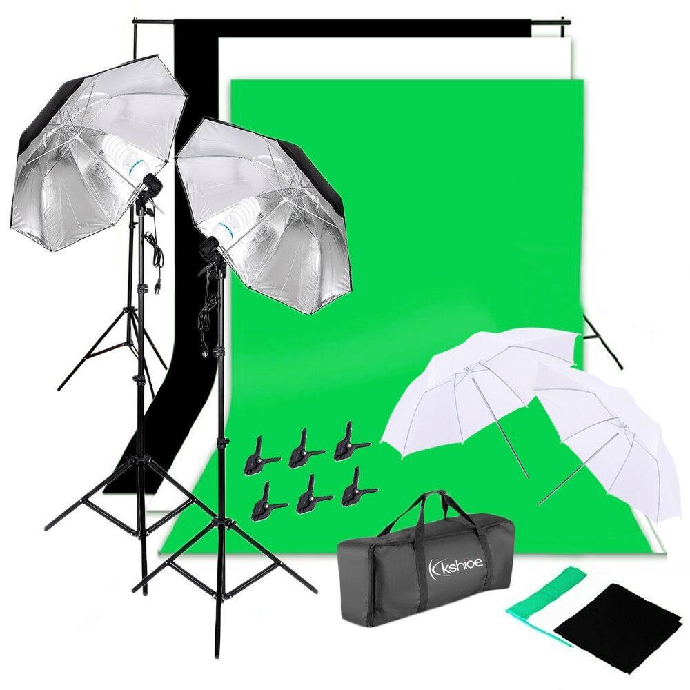 Photography Lighting Kit With Backdrop - Набор осветительного оборудования для фотостудии: зонт,